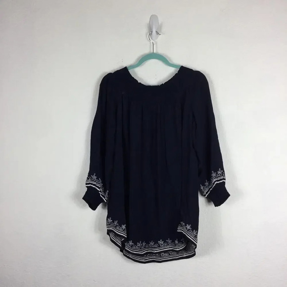 Tularosa Revolve Jacqueline Navy Embroidered Off Shoulder Tunic Mini Dress XS - Picture 12 of 13